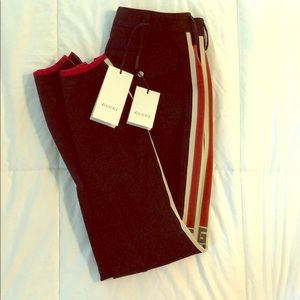 gabardine stretch pant with gucci stripe